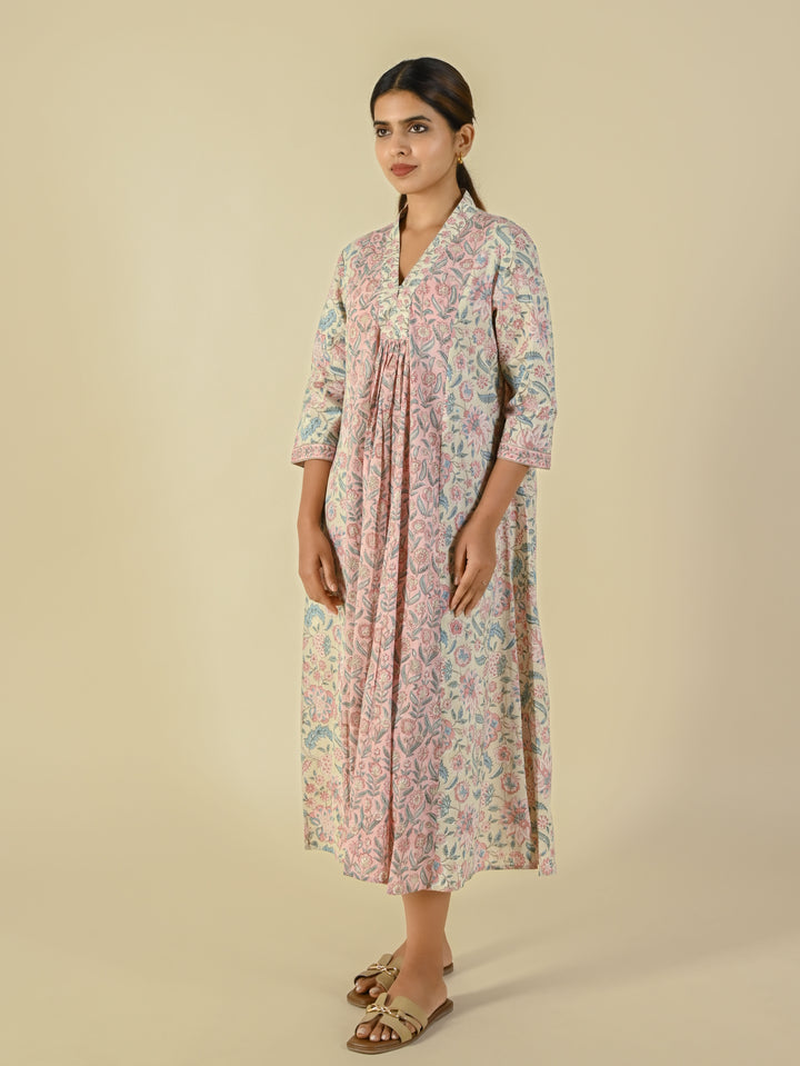 Hand block printed cotton panelled tunic