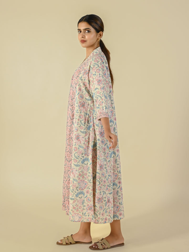 Hand block printed cotton panelled tunic