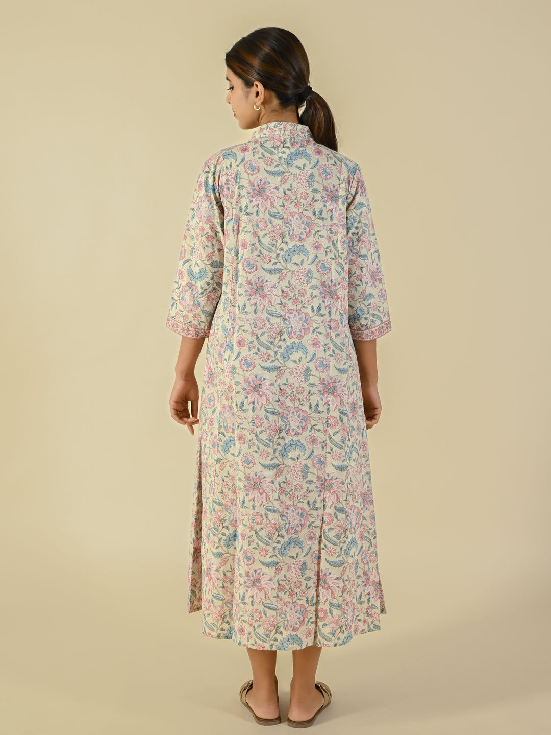 Hand block printed cotton panelled tunic