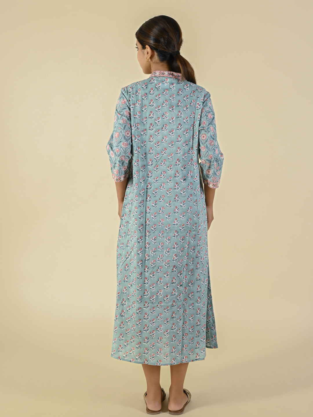 Hand block printed cotton panelled tunic