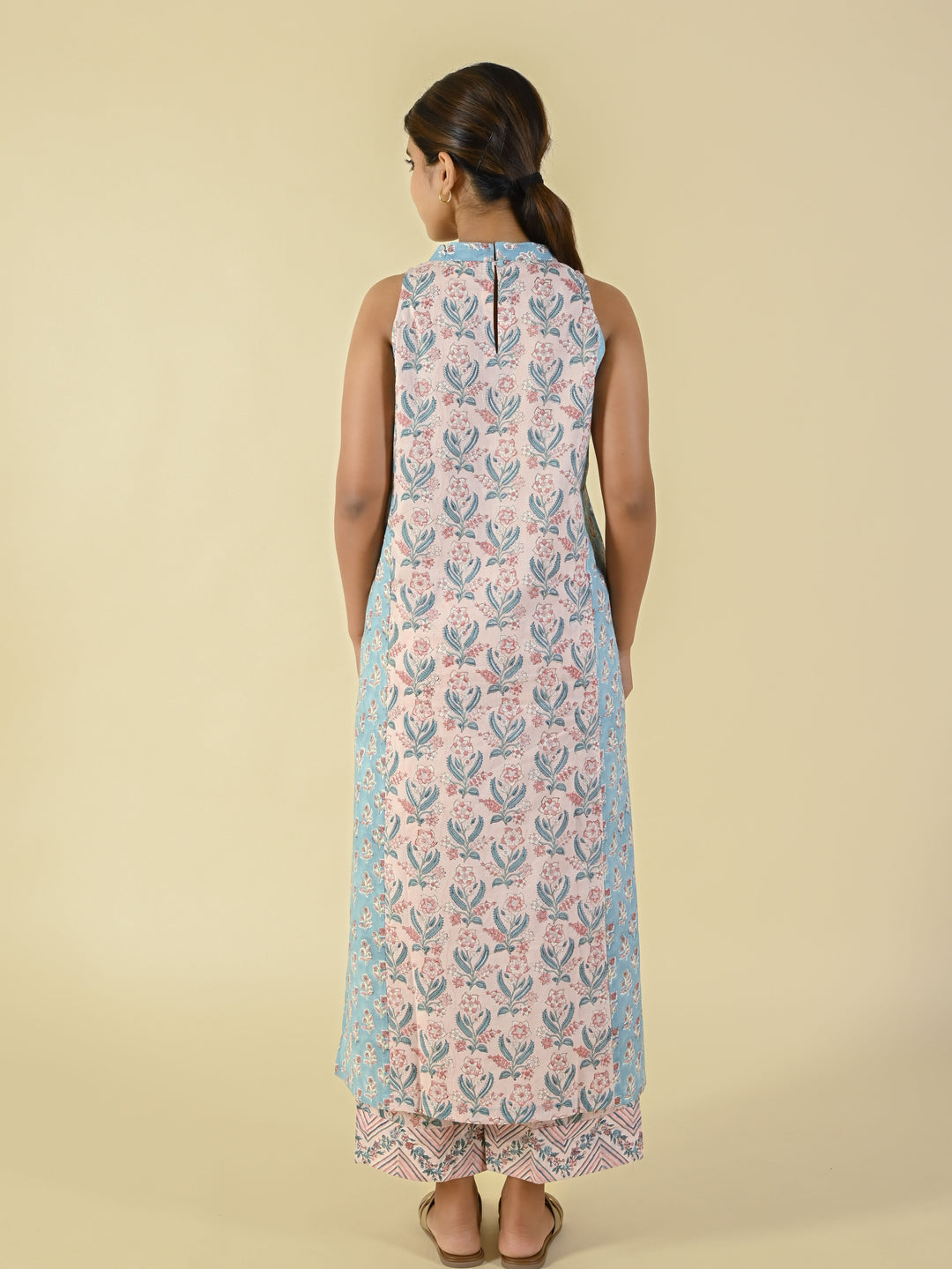 Hand block printed cotton sleeveless co-ord set