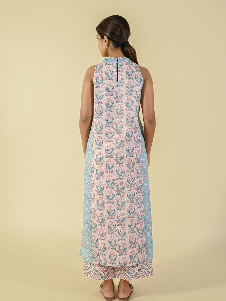Hand block printed cotton sleeveless co-ord set