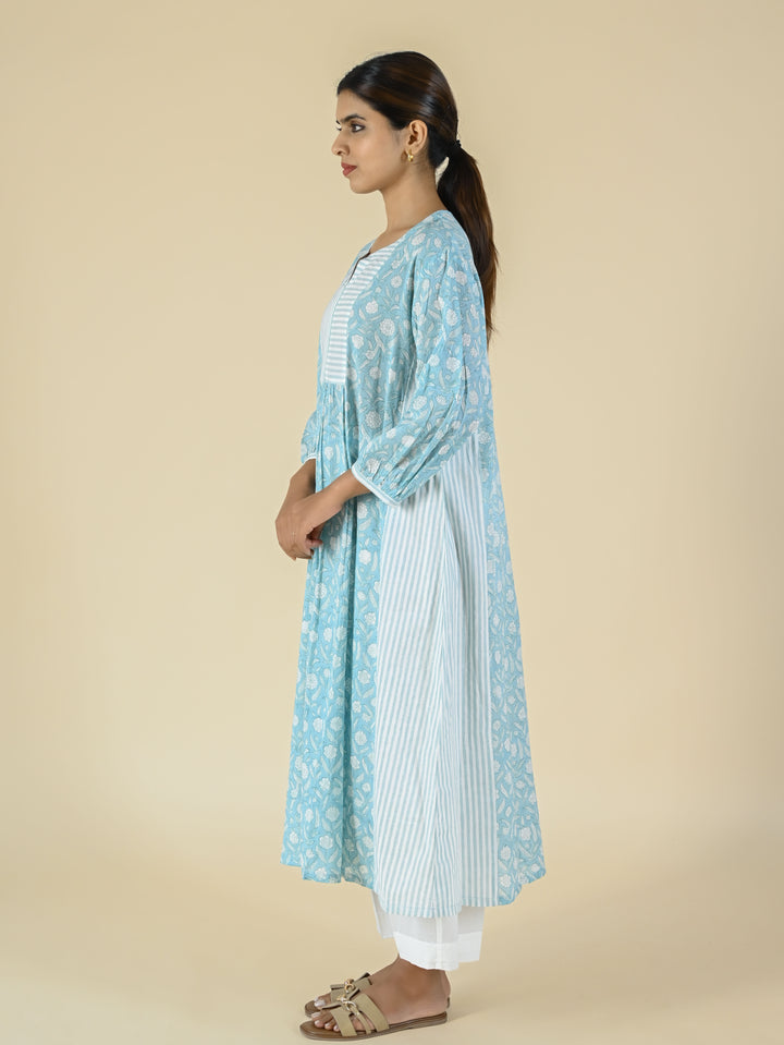 Soft blue printed cotton tunic