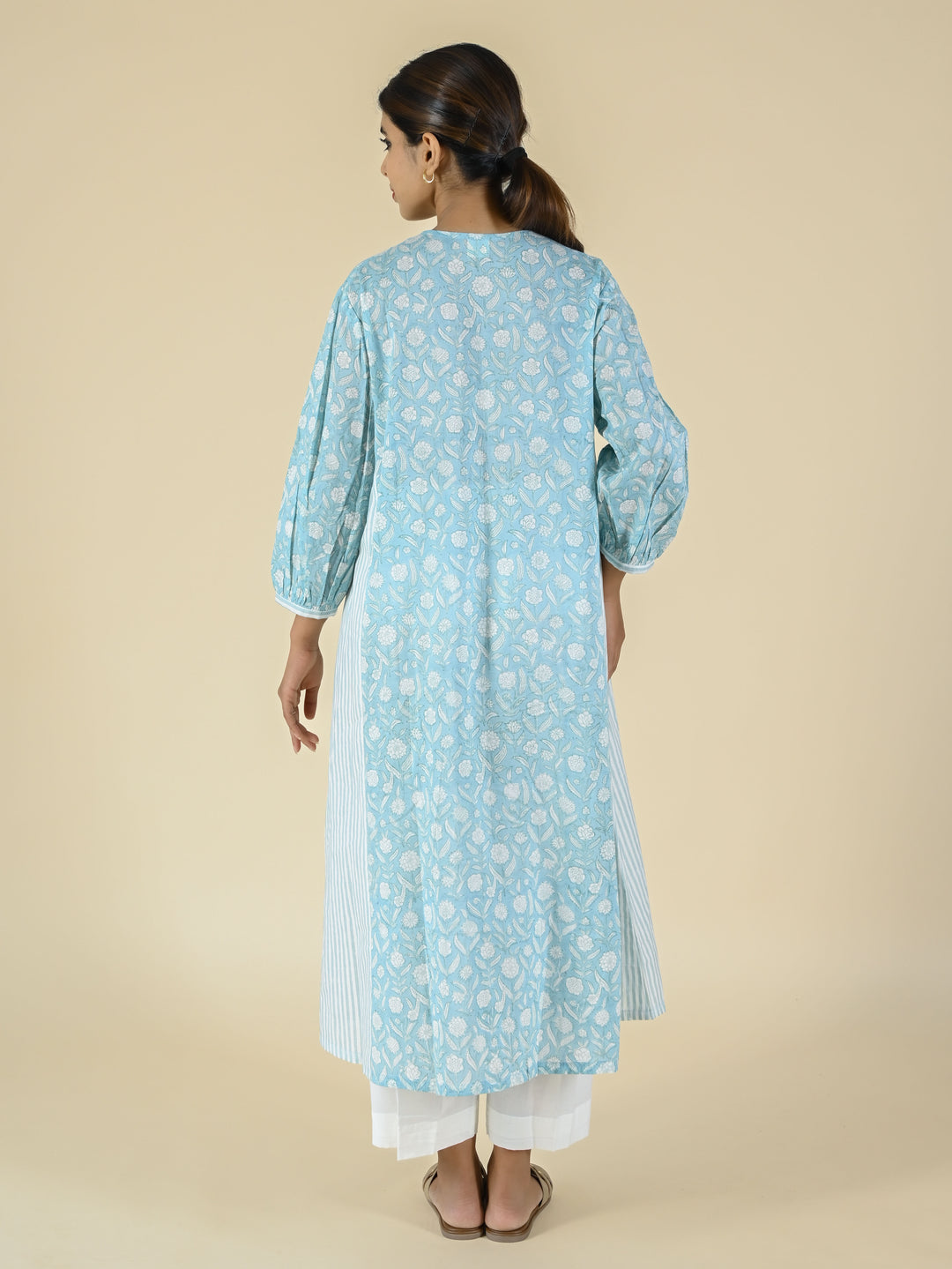 Soft blue printed cotton tunic