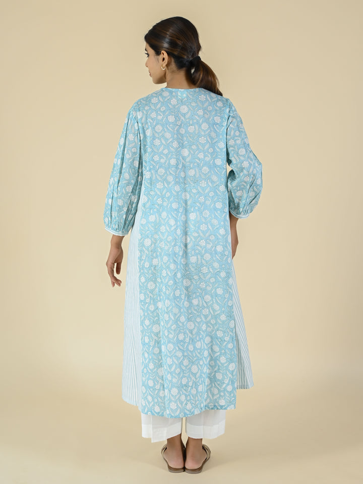 Soft blue printed cotton tunic