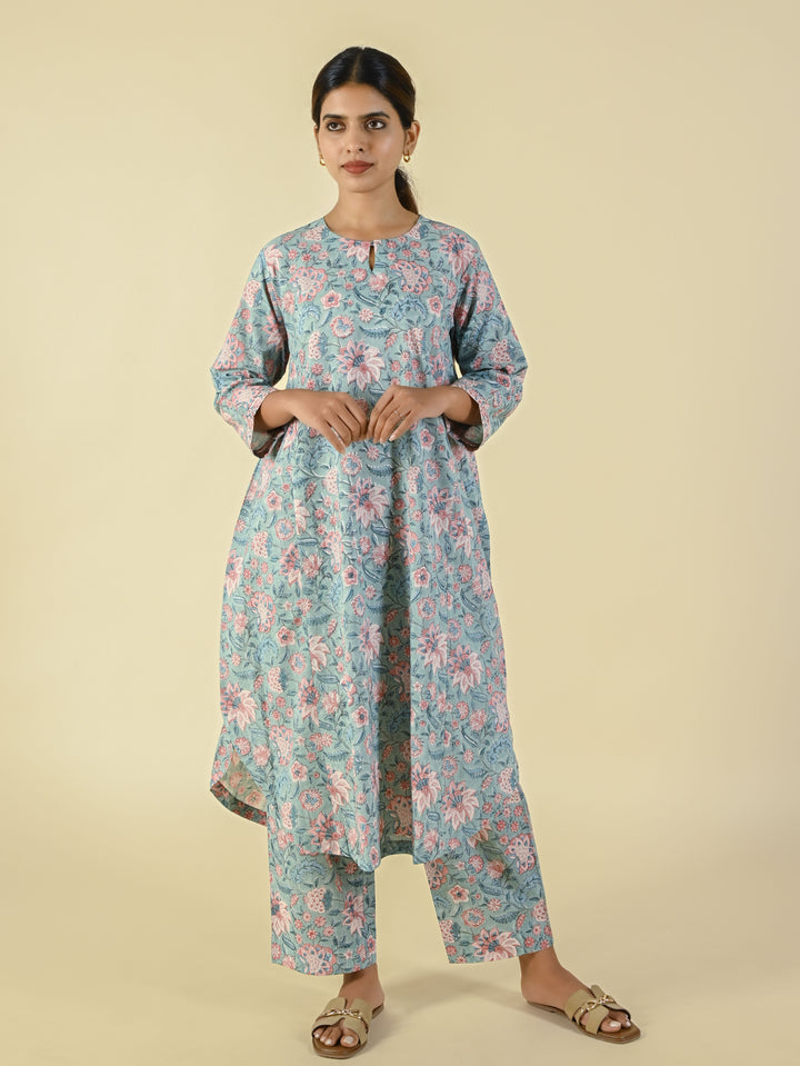 Hand block printed cotton co-ord set