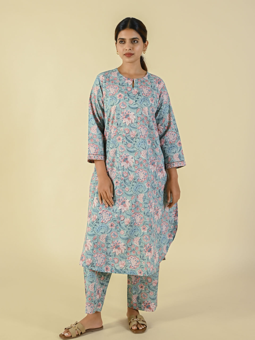 Hand block printed cotton co-ord set