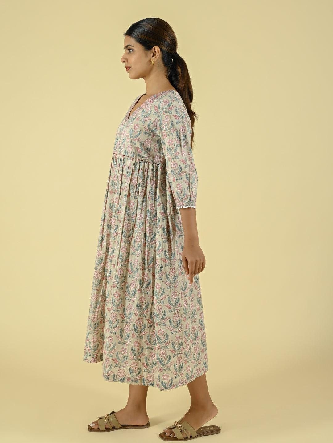 Block printed midi dress