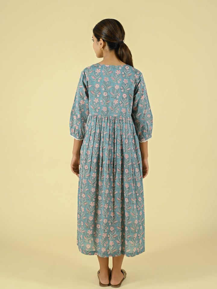 Block printed midi dress