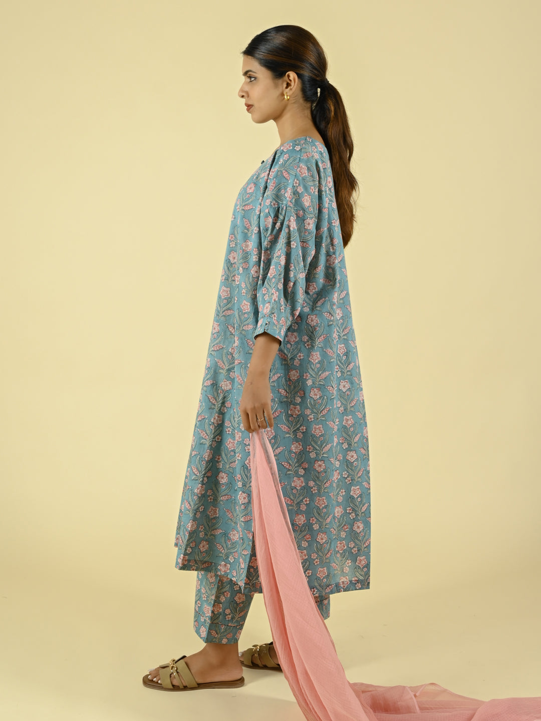 Sea blue handblock printed co-ord set
