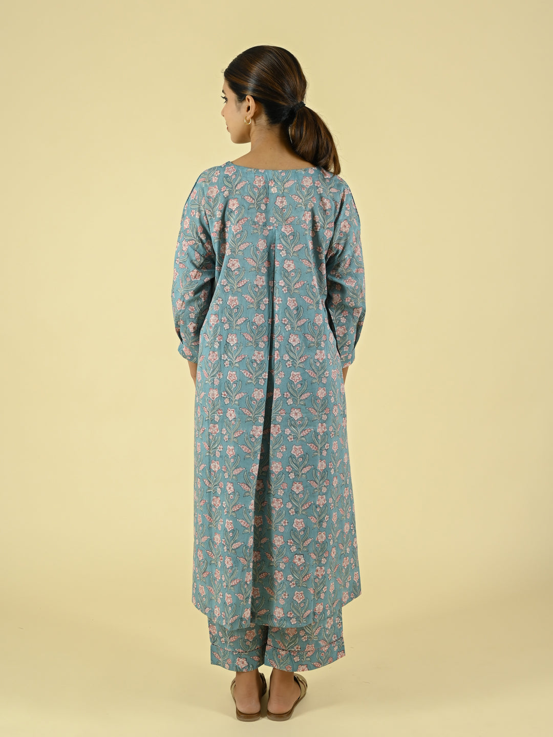 Sea blue handblock printed co-ord set