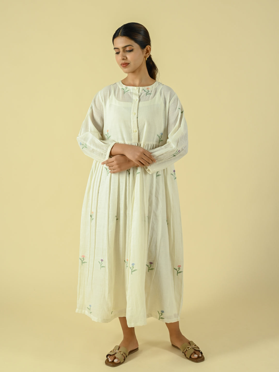 White jamdani dress