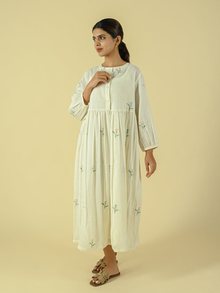 White jamdani dress